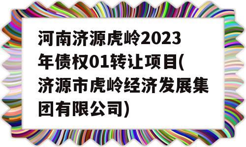 河南济源虎岭2023年债权01转让项目(济源市虎岭经济发展集团有限公司)