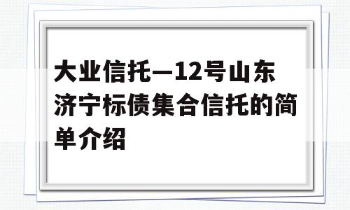 大业信托—12号山东济宁标债集合信托的简单介绍