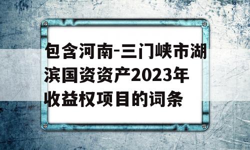 包含河南-三门峡市湖滨国资资产2023年收益权项目的词条