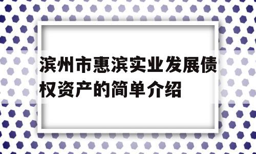 滨州市惠滨实业发展债权资产的简单介绍