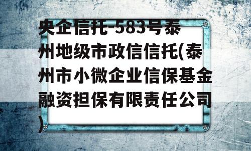 央企信托-583号泰州地级市政信信托(泰州市小微企业信保基金融资担保有限责任公司)