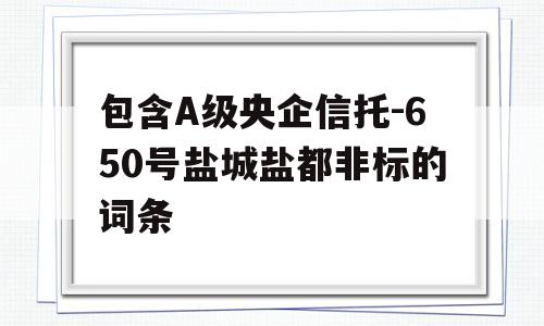 包含A级央企信托-650号盐城盐都非标的词条