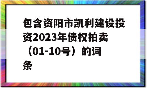 包含资阳市凯利建设投资2023年债权拍卖（01-10号）的词条