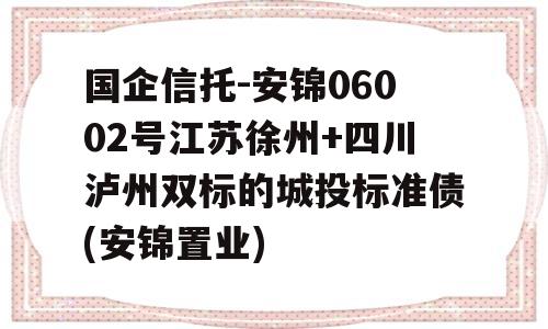 国企信托-安锦06002号江苏徐州+四川泸州双标的城投标准债(安锦置业)