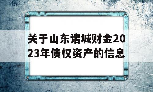 关于山东诸城财金2023年债权资产的信息