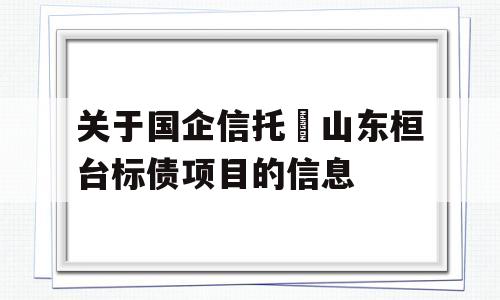 关于国企信托•山东桓台标债项目的信息