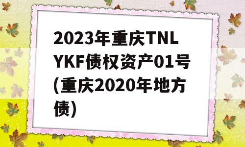 2023年重庆TNLYKF债权资产01号(重庆2020年地方债)