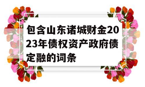 包含山东诸城财金2023年债权资产政府债定融的词条