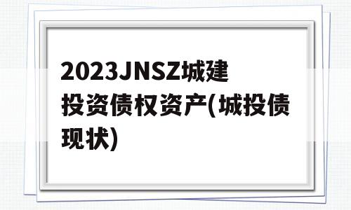 2023JNSZ城建投资债权资产(城投债现状)