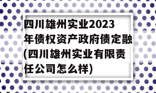 四川雄州实业2023年债权资产政府债定融(四川雄州实业有限责任公司怎么样)