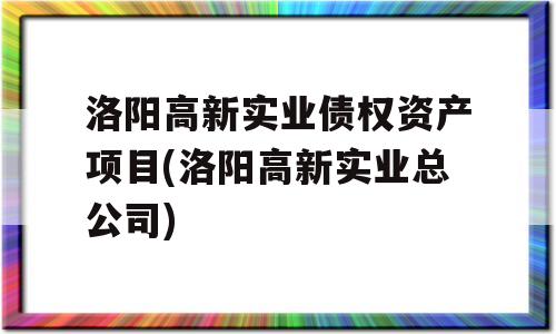 洛阳高新实业债权资产项目(洛阳高新实业总公司)