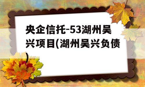 央企信托-53湖州吴兴项目(湖州吴兴负债)