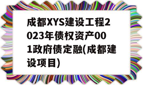 成都XYS建设工程2023年债权资产001政府债定融(成都建设项目)