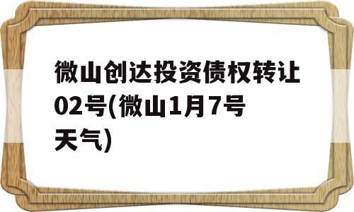 微山创达投资债权转让02号(微山1月7号天气)