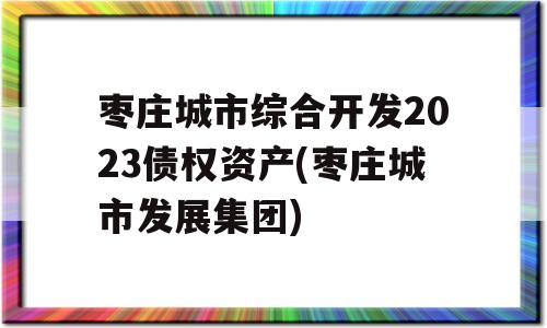 枣庄城市综合开发2023债权资产(枣庄城市发展集团)