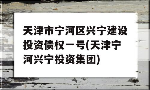 天津市宁河区兴宁建设投资债权一号(天津宁河兴宁投资集团)