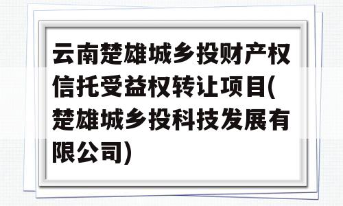 云南楚雄城乡投财产权信托受益权转让项目(楚雄城乡投科技发展有限公司)