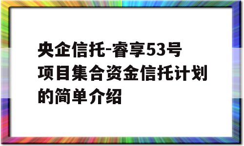 央企信托-睿享53号项目集合资金信托计划的简单介绍