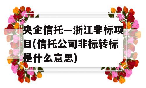 央企信托—浙江非标项目(信托公司非标转标是什么意思)