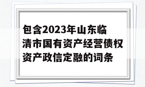 包含2023年山东临清市国有资产经营债权资产政信定融的词条