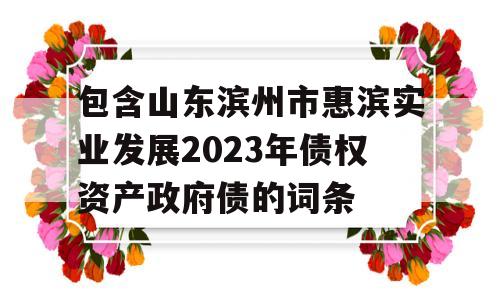 包含山东滨州市惠滨实业发展2023年债权资产政府债的词条