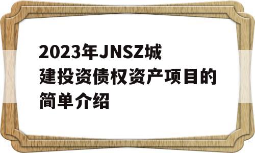 2023年JNSZ城建投资债权资产项目的简单介绍