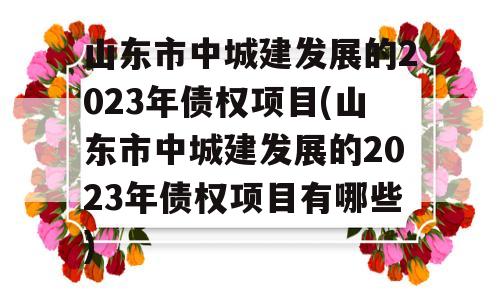 山东市中城建发展的2023年债权项目(山东市中城建发展的2023年债权项目有哪些)