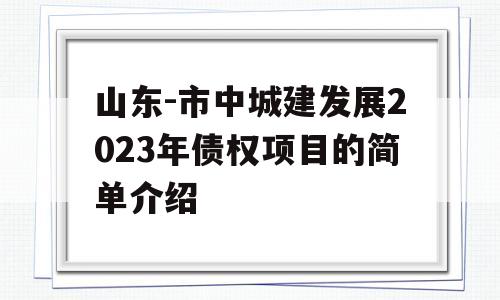 山东-市中城建发展2023年债权项目的简单介绍