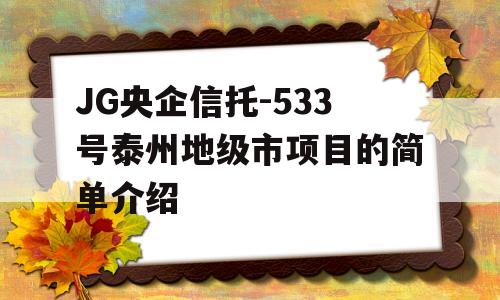 JG央企信托-533号泰州地级市项目的简单介绍