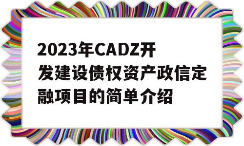 2023年CADZ开发建设债权资产政信定融项目的简单介绍