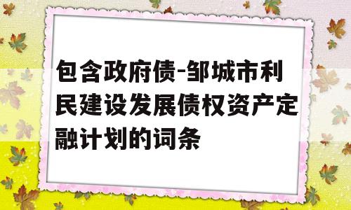 包含政府债-邹城市利民建设发展债权资产定融计划的词条