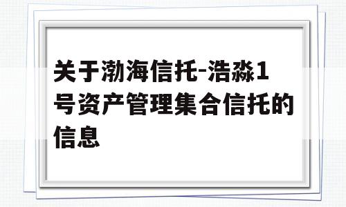 关于渤海信托-浩淼1号资产管理集合信托的信息