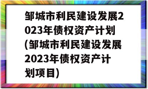 邹城市利民建设发展2023年债权资产计划(邹城市利民建设发展2023年债权资产计划项目)