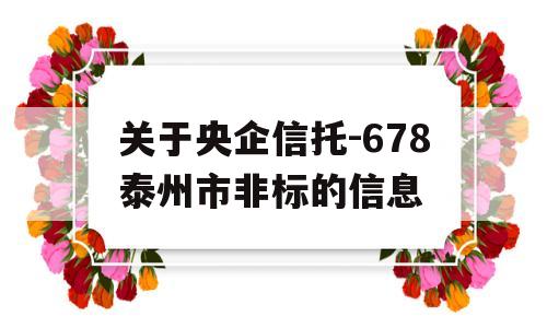 关于央企信托-678泰州市非标的信息