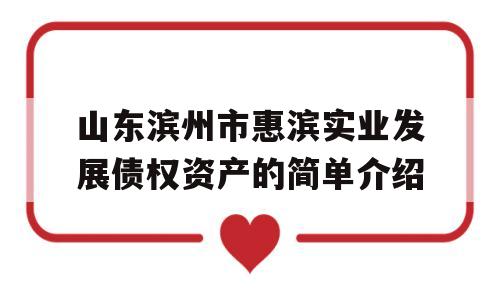 山东滨州市惠滨实业发展债权资产的简单介绍