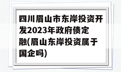 四川眉山市东岸投资开发2023年政府债定融(眉山东岸投资属于国企吗)