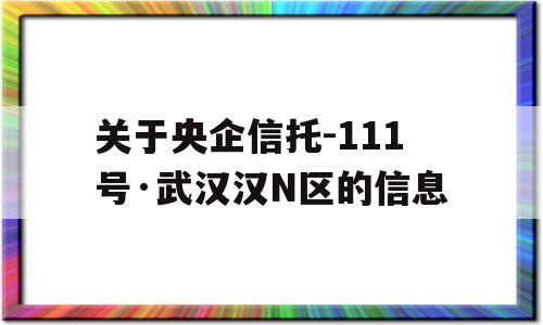 关于央企信托-111号·武汉汉N区的信息