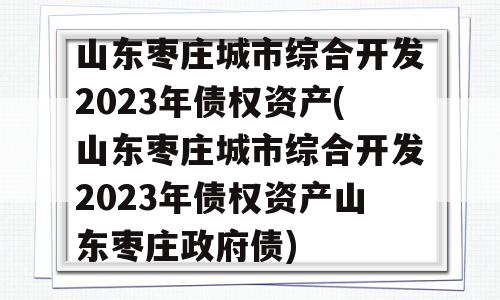 山东枣庄城市综合开发2023年债权资产(山东枣庄城市综合开发2023年债权资产山东枣庄政府债)