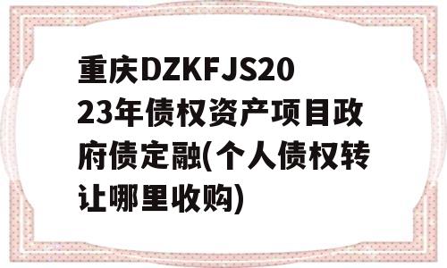 重庆DZKFJS2023年债权资产项目政府债定融(个人债权转让哪里收购)