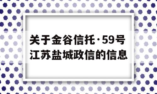 关于金谷信托·59号江苏盐城政信的信息