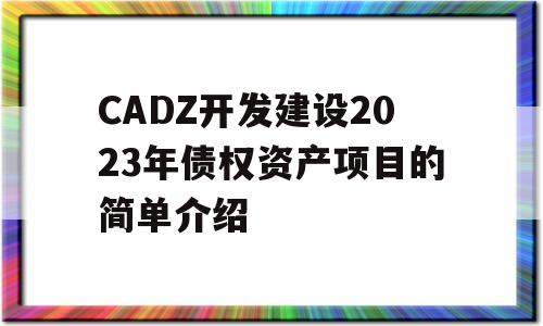 CADZ开发建设2023年债权资产项目的简单介绍