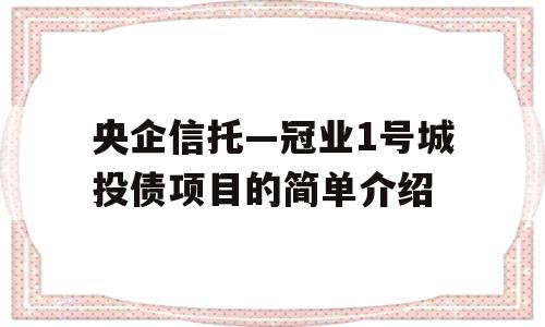 央企信托—冠业1号城投债项目的简单介绍