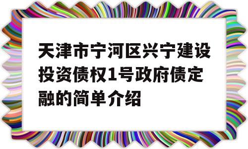 天津市宁河区兴宁建设投资债权1号政府债定融的简单介绍