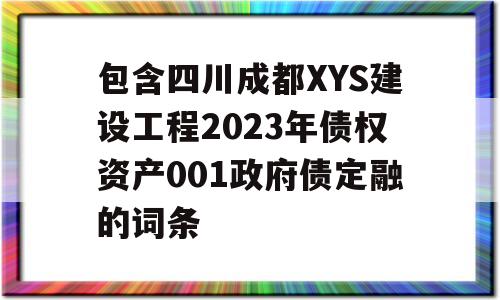 包含四川成都XYS建设工程2023年债权资产001政府债定融的词条