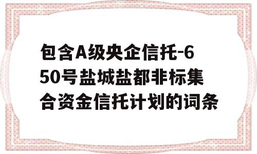 包含A级央企信托-650号盐城盐都非标集合资金信托计划的词条