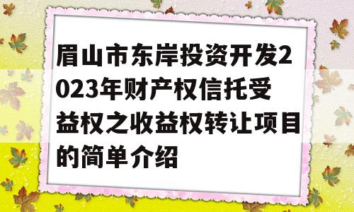 眉山市东岸投资开发2023年财产权信托受益权之收益权转让项目的简单介绍