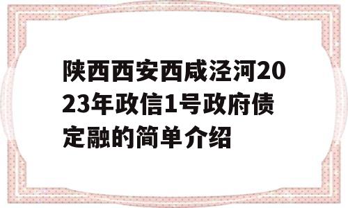 陕西西安西咸泾河2023年政信1号政府债定融的简单介绍