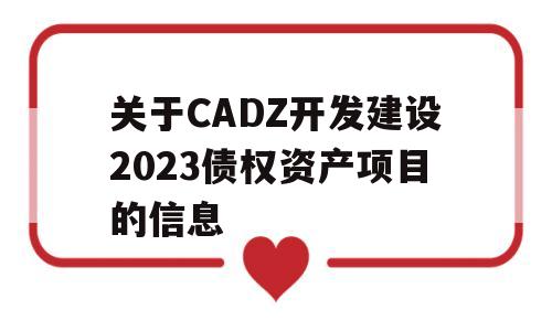 关于CADZ开发建设2023债权资产项目的信息