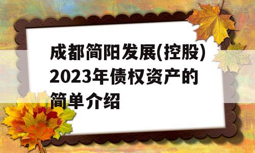 成都简阳发展(控股)2023年债权资产的简单介绍