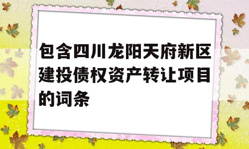 包含四川龙阳天府新区建投债权资产转让项目的词条